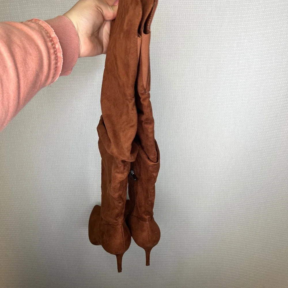 Jessica Simpson Anitah Cognac Brown Faux Suede Over The‎ Knee Boots 7.5 M